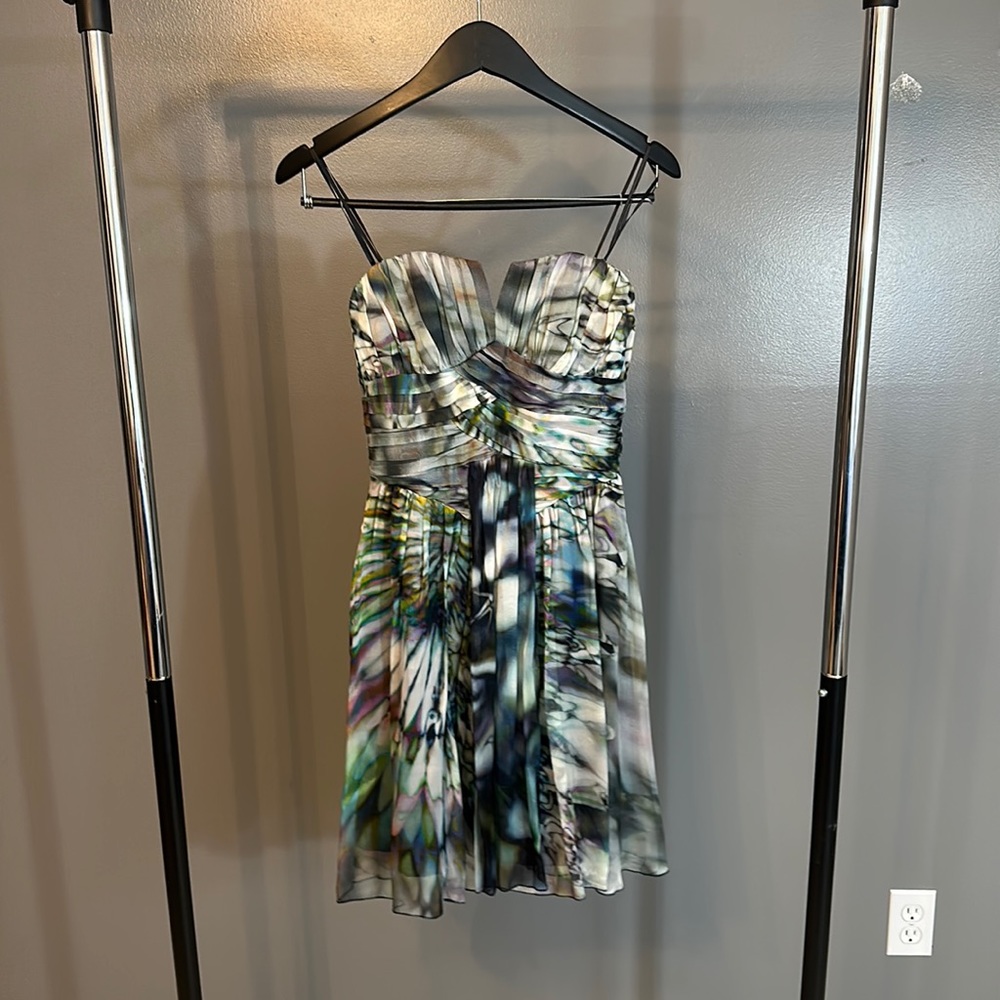 ABS by Allen Schwartz mini strapless watercolor dress size 4 but fits like 0-2